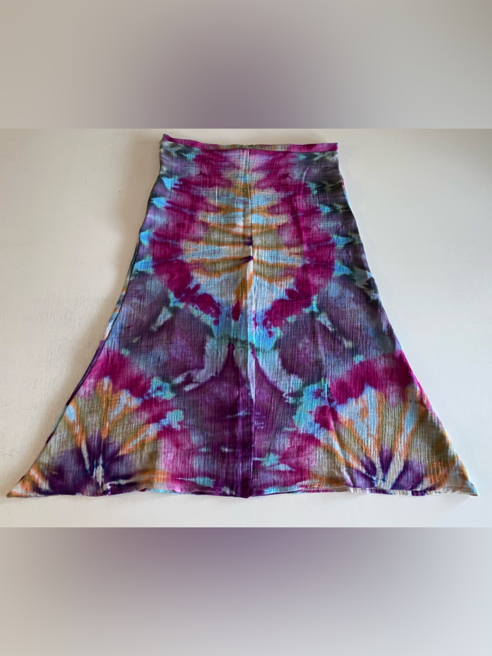 Tie-Dye Tube Skirt  in Magenta, Teal & Purple